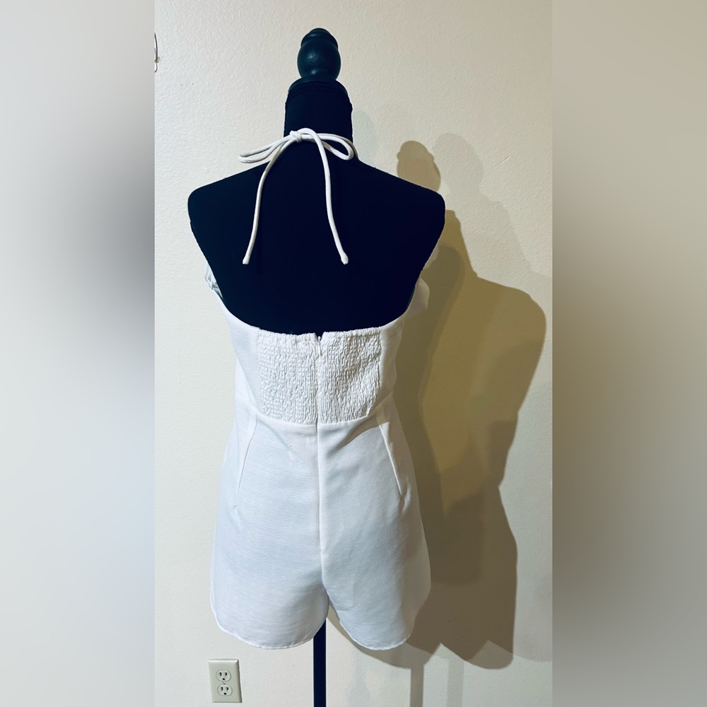 glam White Strapless Bow Romper - Picture 4 of 8